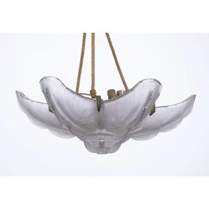 Art Deco Chandelier/pendant Light In Molded Glass By Sabino – 50 Cm