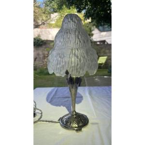 Art Deco Lamp In Pressed Molded Glass