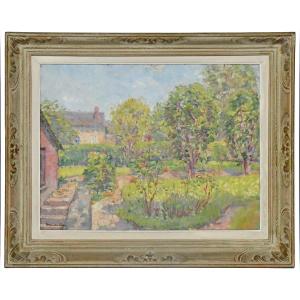 Maurice Léan (20th Century) The Garden In Bloom Oil On Canvas 