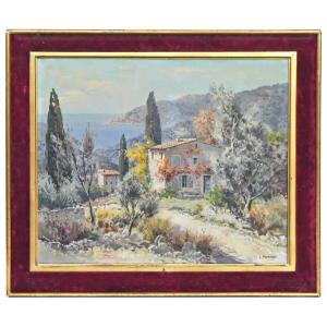 Lucien Potronat (1889-1973) "landscape Of The Côte d'Azur" Oil On Canvas