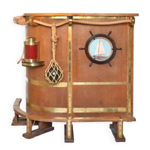 Bar Cabinet With Marine-themed Decor