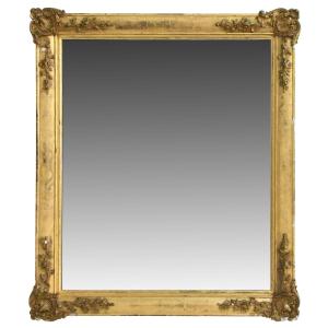 Mirror In Wood And Gilded And Engraved Gilded Stucco