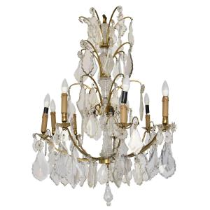 Important Louis XV Style Gilt Bronze Chandelier With Pendants 