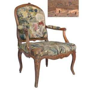 Louis XV Period Cabriolet Armchair Stamped Mdlp By Martin Delaporte (died In 1756) 