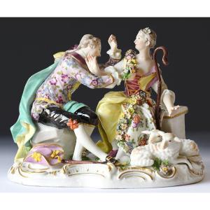 Porcelain Group Of Samson Representing A Pair Of Shepherdesses 