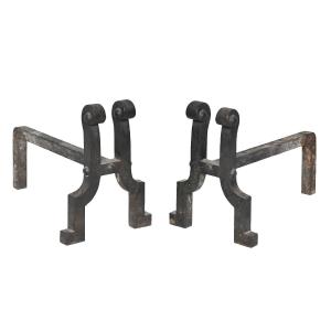 Pair Of Wrought Iron Andirons  