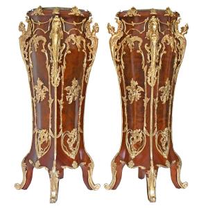Pair Of Important Louis XV Style Pedestals 