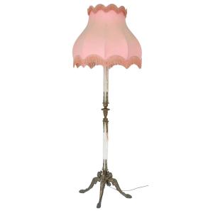 Floor Lamp In Onyx, Bronze And Gilt Brass Decorated With Espagnolettes