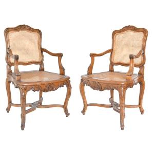 Pair Of Regency Style Cane Armchairs 
