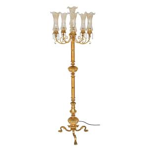 Hollywood Regency Style Bronze And Gilt Brass Floor Lamp