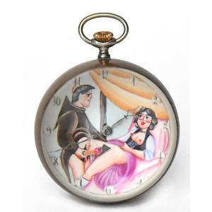 Ball-shaped Glass Desk Clock With Erotic Decoration
