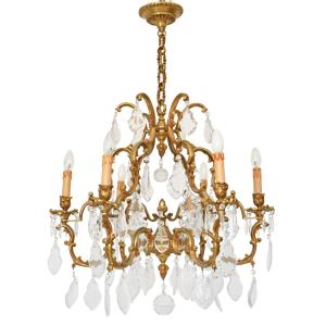 Louis XV Style Cage Chandelier In Gilt Bronze With 6 Lights