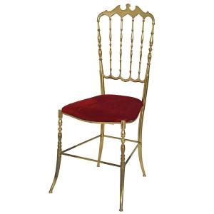 Vintage Chiavari Chair In Gilded Brass, Hollywood Regency Style