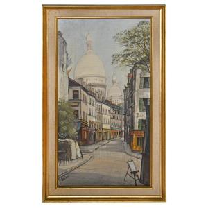 Paul Lambert (1910 - 1970) Oil On Canvas View Of Montmartre