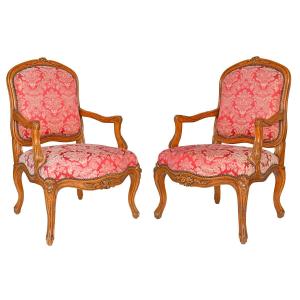 Pair Of Louis XV Cabriolet Armchairs