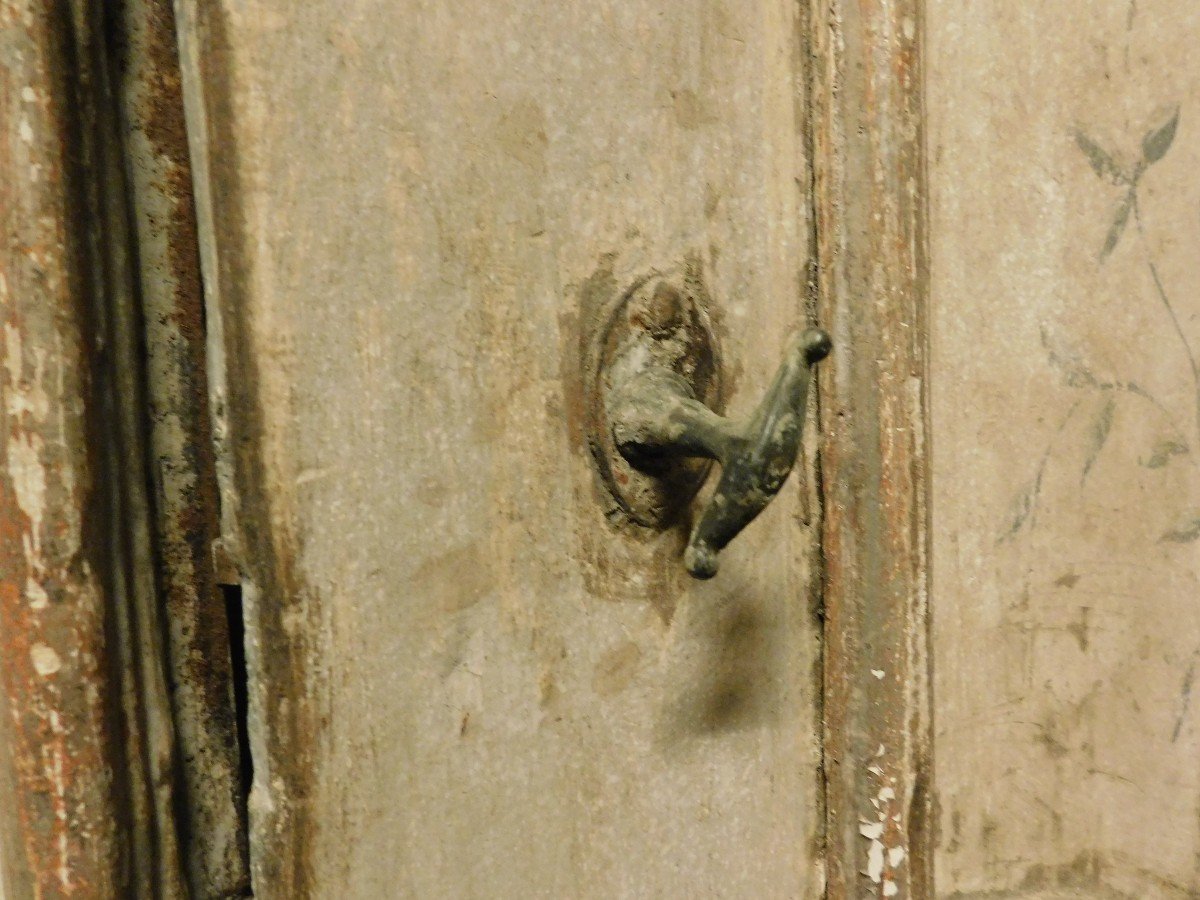 Antica porta laccata e dipinta a mano con motivi floreali tipici dell'epoca '700 italia-photo-2