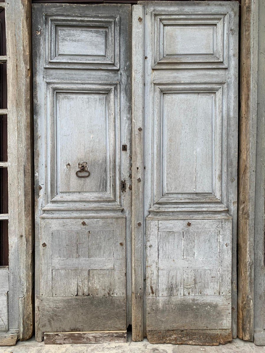 Antica vetrata, facciata da negozio in rovere laccata, epoca '800, francia-photo-1