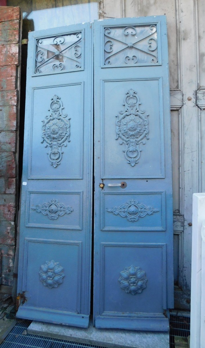 Antico portoncino da ingresso o da esterno, in ferro battuto a due battenti, epoca '800 francia