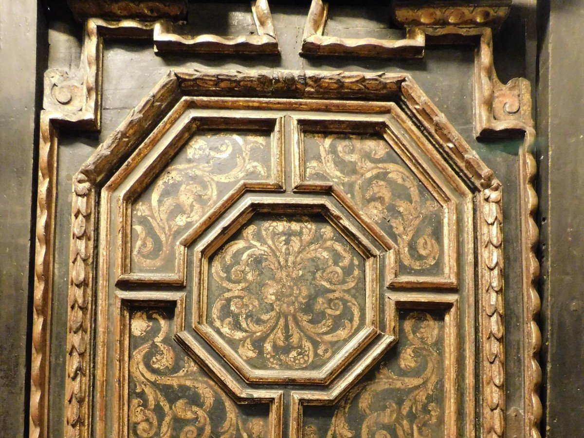 Coppia di porte da interno scolpite, laccate e dorate, telaio originale, firenze-photo-3