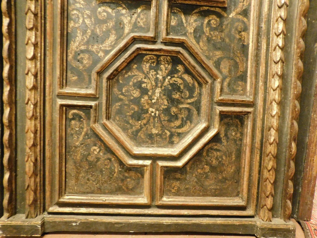 Coppia di porte da interno scolpite, laccate e dorate, telaio originale, firenze-photo-4