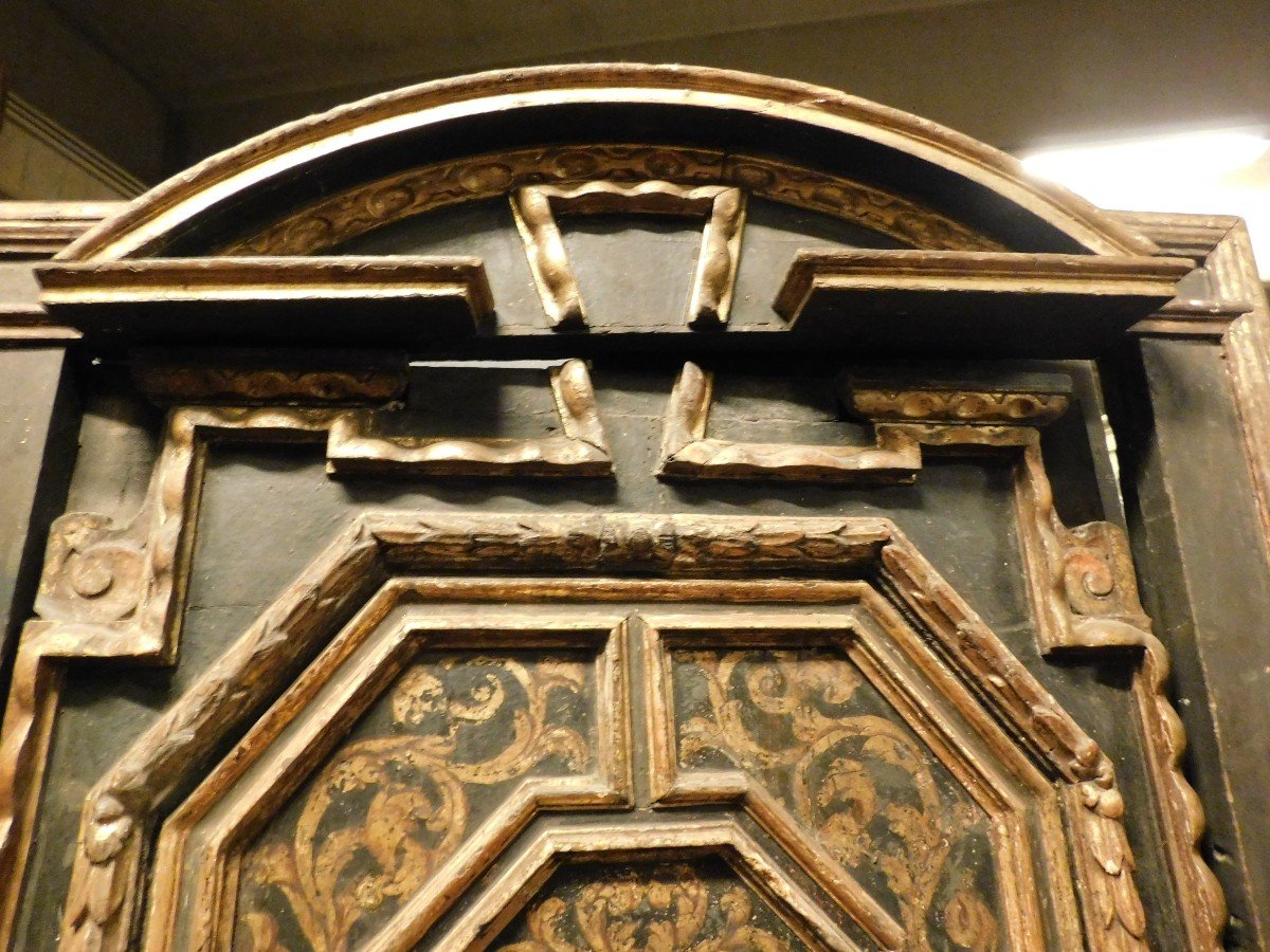 Coppia di porte da interno scolpite, laccate e dorate, telaio originale, firenze-photo-2