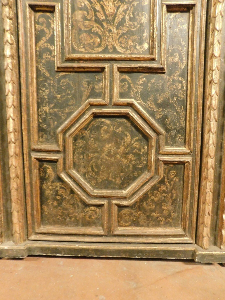 Coppia di porte da interno scolpite, laccate e dorate, telaio originale, firenze-photo-5