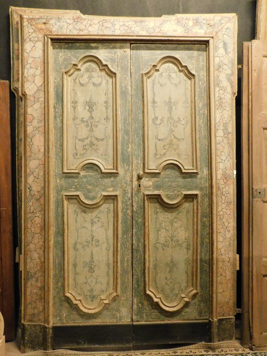 N.2 porte doppie da interni, laccate e dipinte con telaio finto marmo, Napoli (Italia)-photo-4