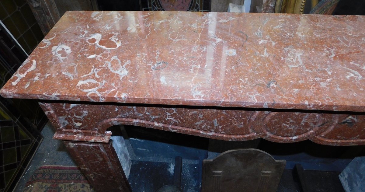 Camino Pompadour in marmo Rosso Francia, epoca '800-photo-3