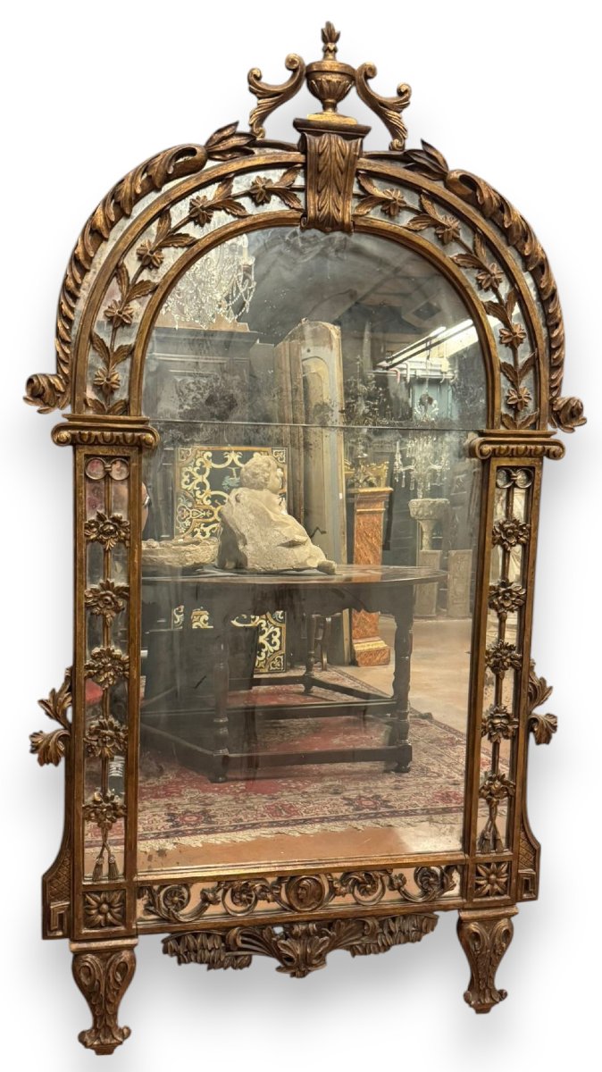 Antica specchiera in legno dorato e intagliato, epoca '700