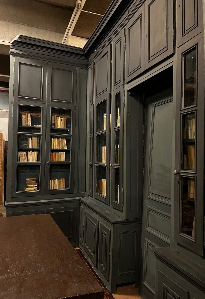 Grande libreria a parete completa di porta, epoca '800-photo-3