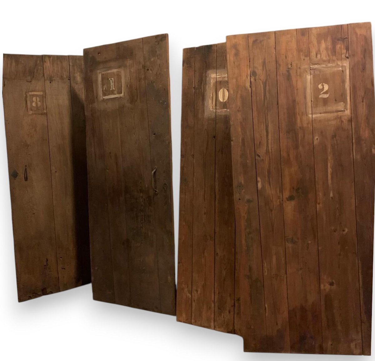 N. 10 porte simili in legno, epoca '800, Misure diverse: circa cm 70/90 x H 195/200