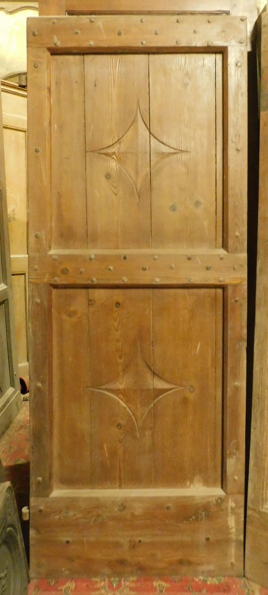 N. 2 Porte a un battente, scolpite, epoca '800, provenienza Valle d'Aosta-photo-1