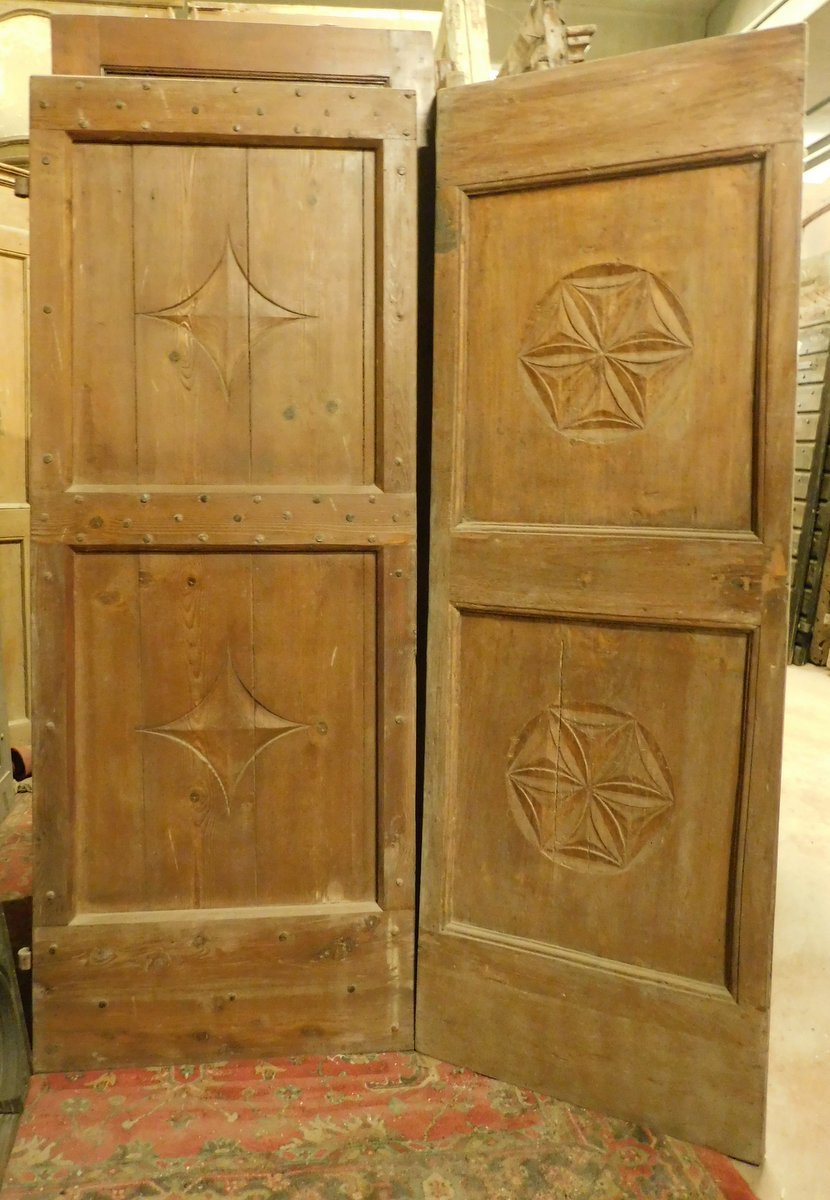 N. 2 Porte a un battente, scolpite, epoca '800, provenienza Valle d'Aosta-photo-4