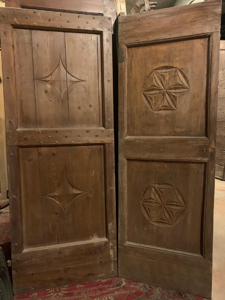 N. 2 Porte a un battente, scolpite, epoca '800, provenienza Valle d'Aosta-photo-5
