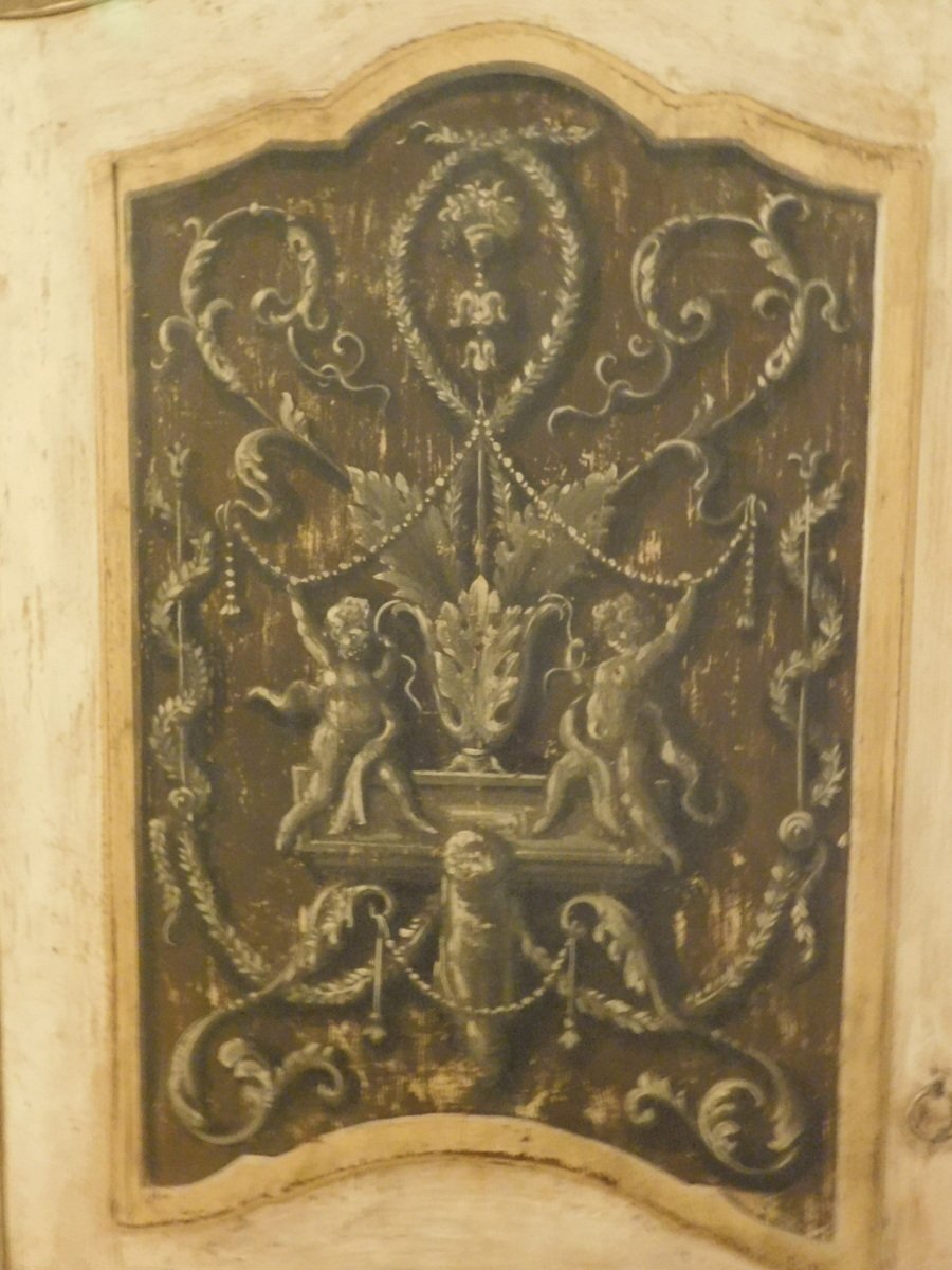 Porta in legno dipinto, completa di telaio, epoca '700, provenienza Piemonte-photo-2