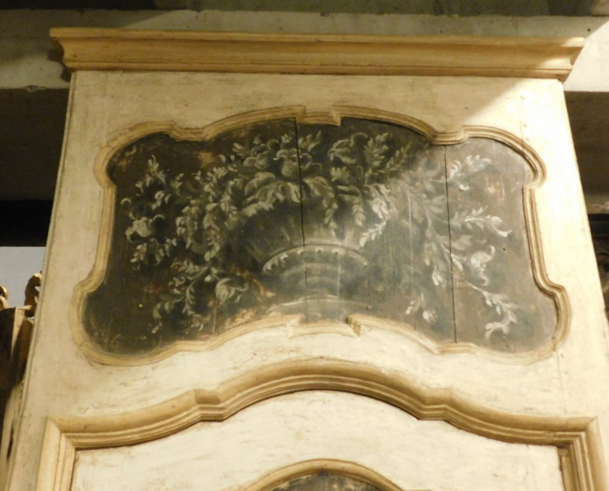 Porta in legno dipinto, completa di telaio, epoca '700, provenienza Piemonte-photo-4
