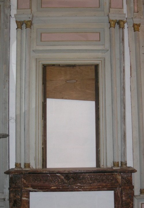 Boiserie impero, con semi-colonne scolpite e porte, epoca inizio '800, metri lineari 13 x H cm -photo-2
