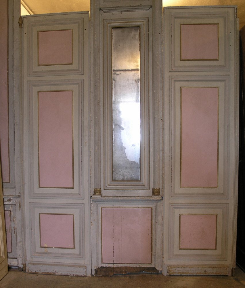 Boiserie impero, con semi-colonne scolpite e porte, epoca inizio '800, metri lineari 13 x H cm -photo-1