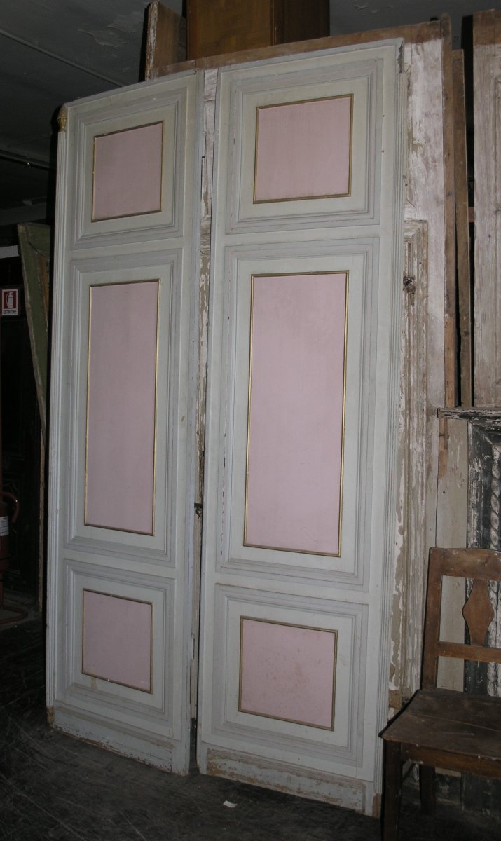 Boiserie impero, con semi-colonne scolpite e porte, epoca inizio '800, metri lineari 13 x H cm -photo-3