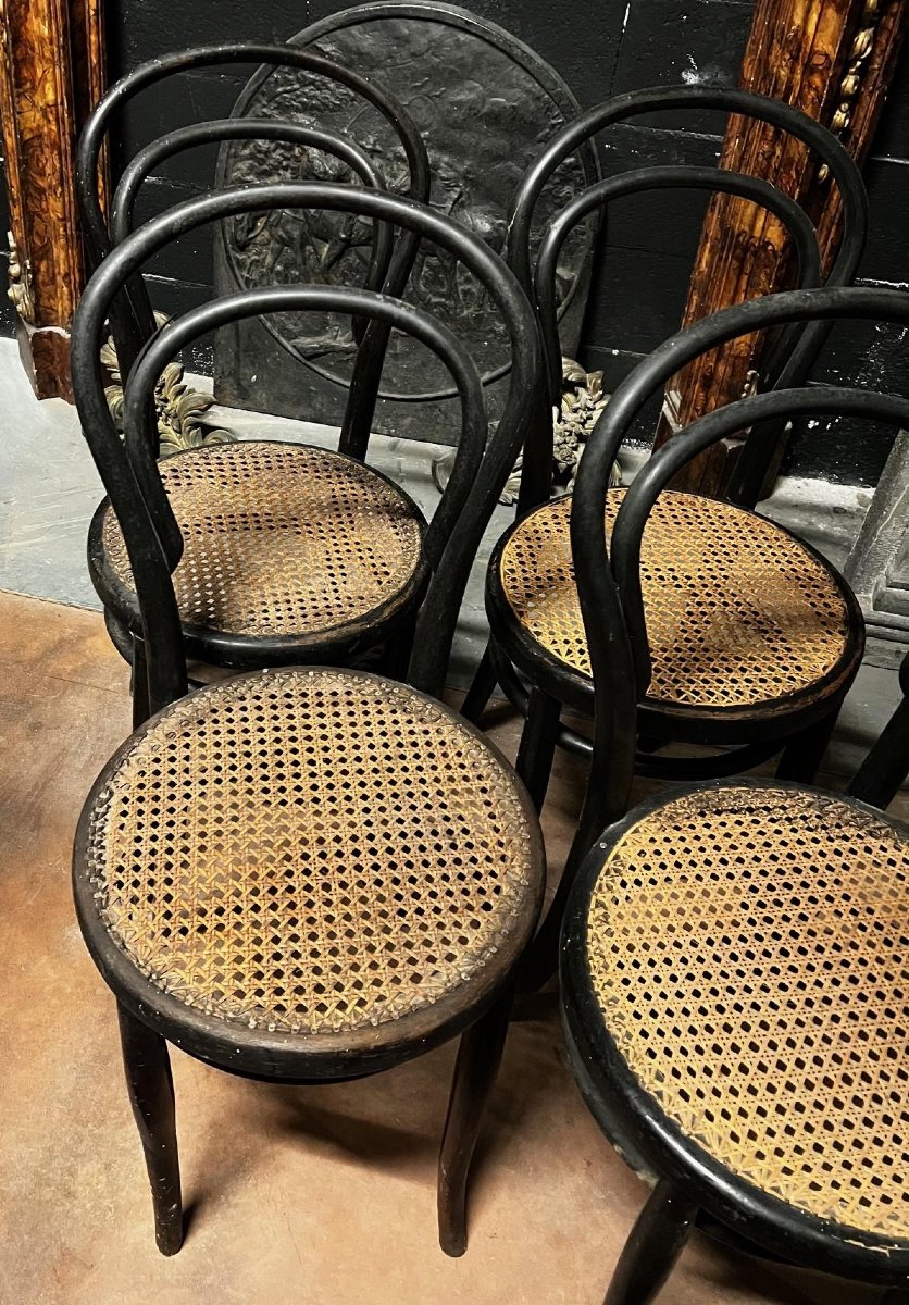 N. 4 sedie Thonet originali con seduta in paglia di Vienna, XX secolo-photo-3