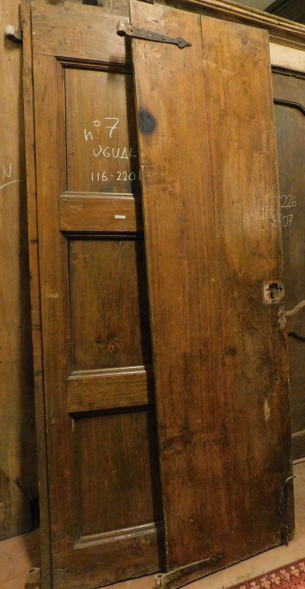 N. 7 porte a due battenti in legno di pioppo, epoca '700, provenienza Italia centrale, luce cm -photo-3