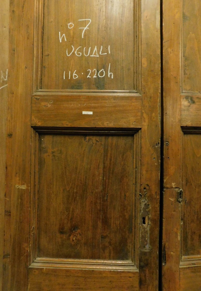 N. 7 porte a due battenti in legno di pioppo, epoca '700, provenienza Italia centrale, luce cm -photo-2