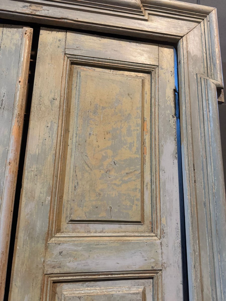 N. 11 Porte a due battenti in legno laccato, epoca '800, luce cm L 115 x H 250-photo-3
