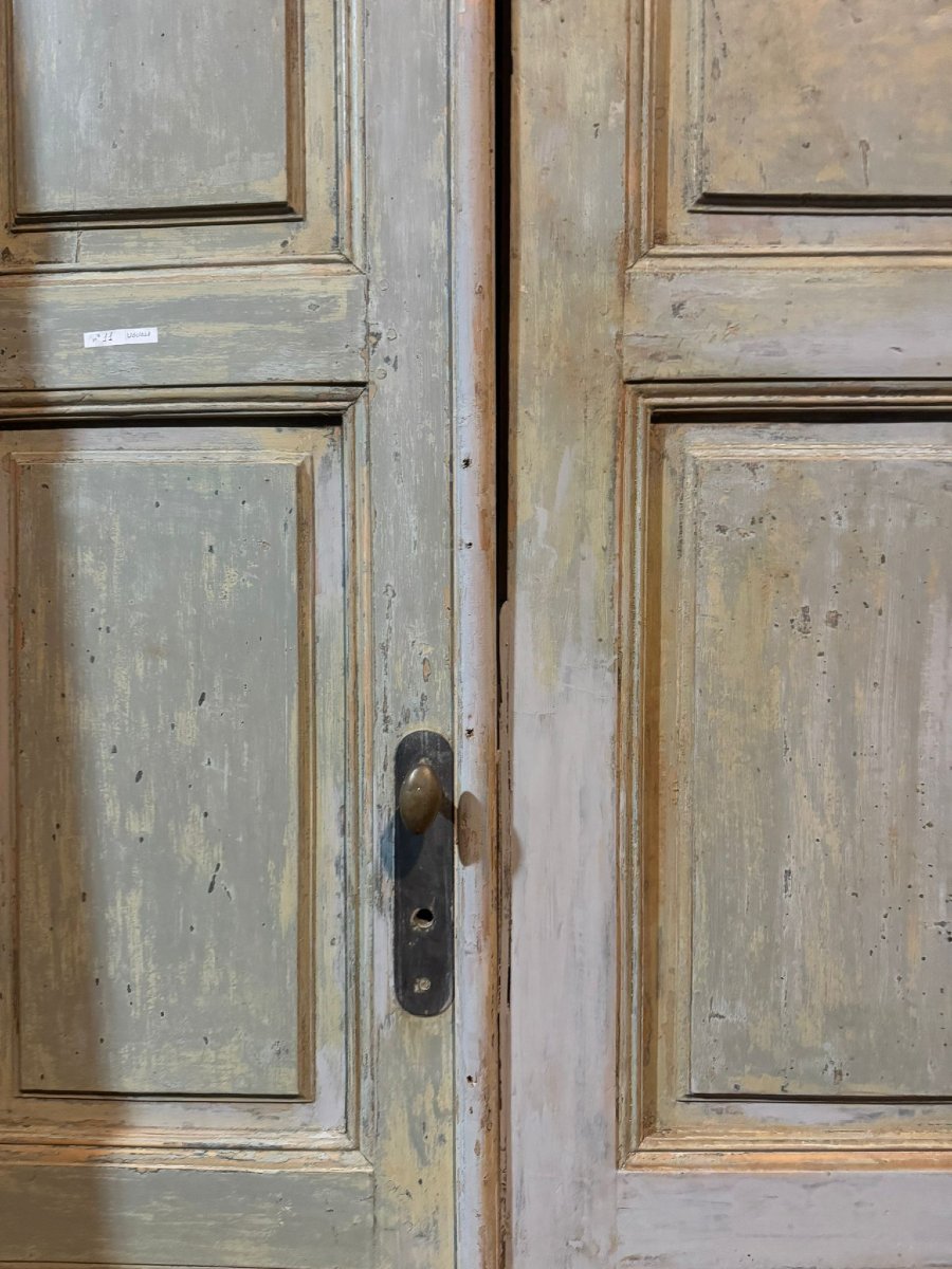 N. 11 Porte a due battenti in legno laccato, epoca '800, luce cm L 115 x H 250-photo-4