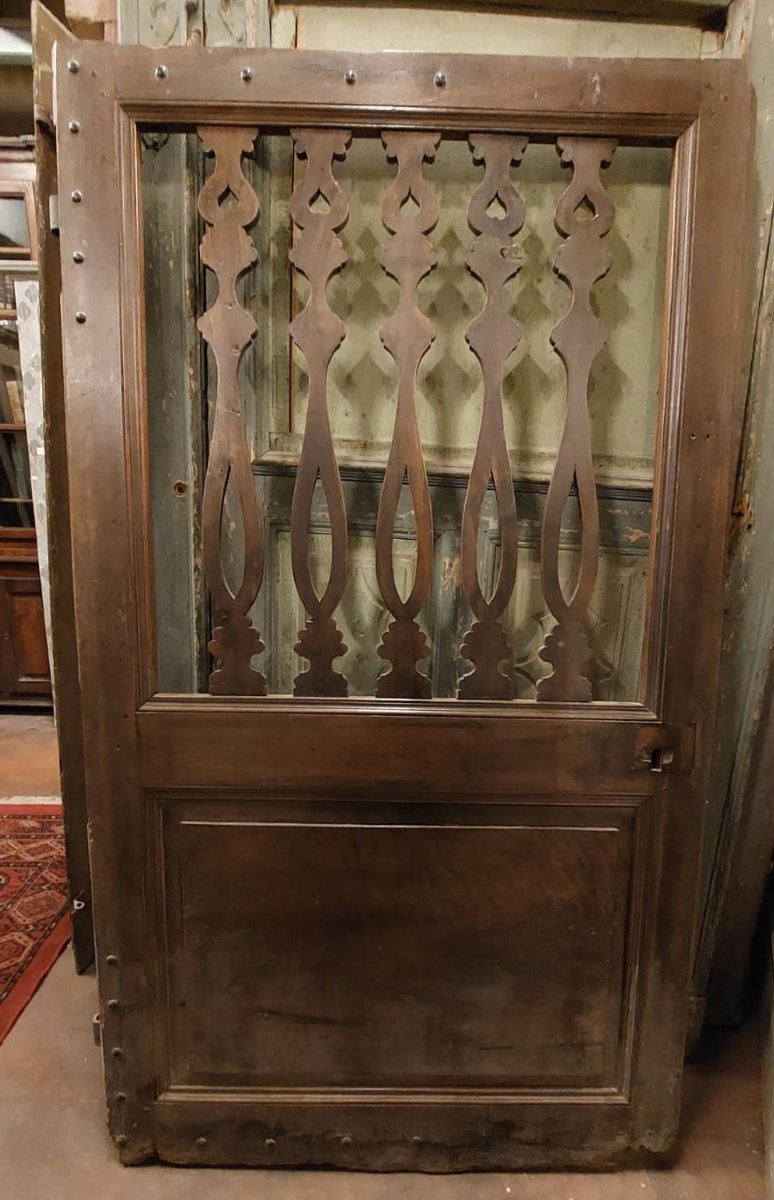 Porta a un battente in legno di noce, epoca '800, provenienza Torino-photo-2