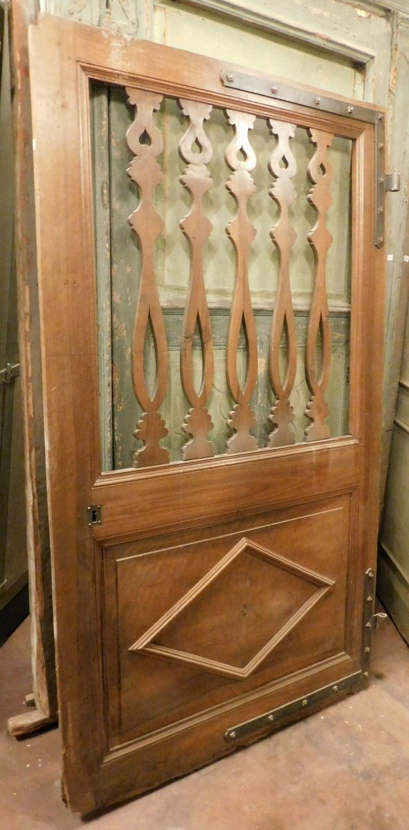 Porta a un battente in legno di noce, epoca '800, provenienza Torino-photo-3