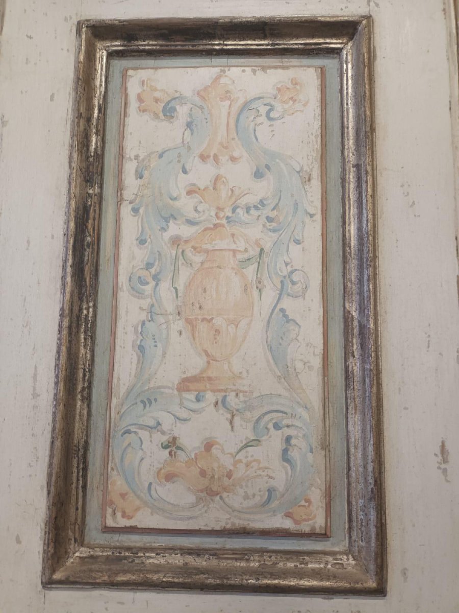 N. 2 porte in legno laccato, epoca '700, luce cm L 110 x H 215-photo-6