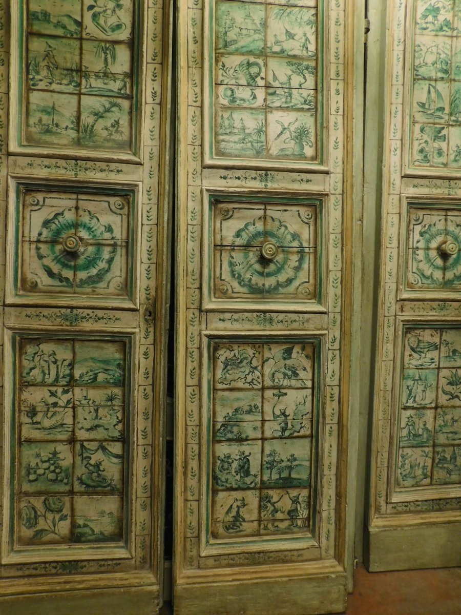 N. 5 porte a due battenti, con dipinti a maiolica, epoca '700-photo-2