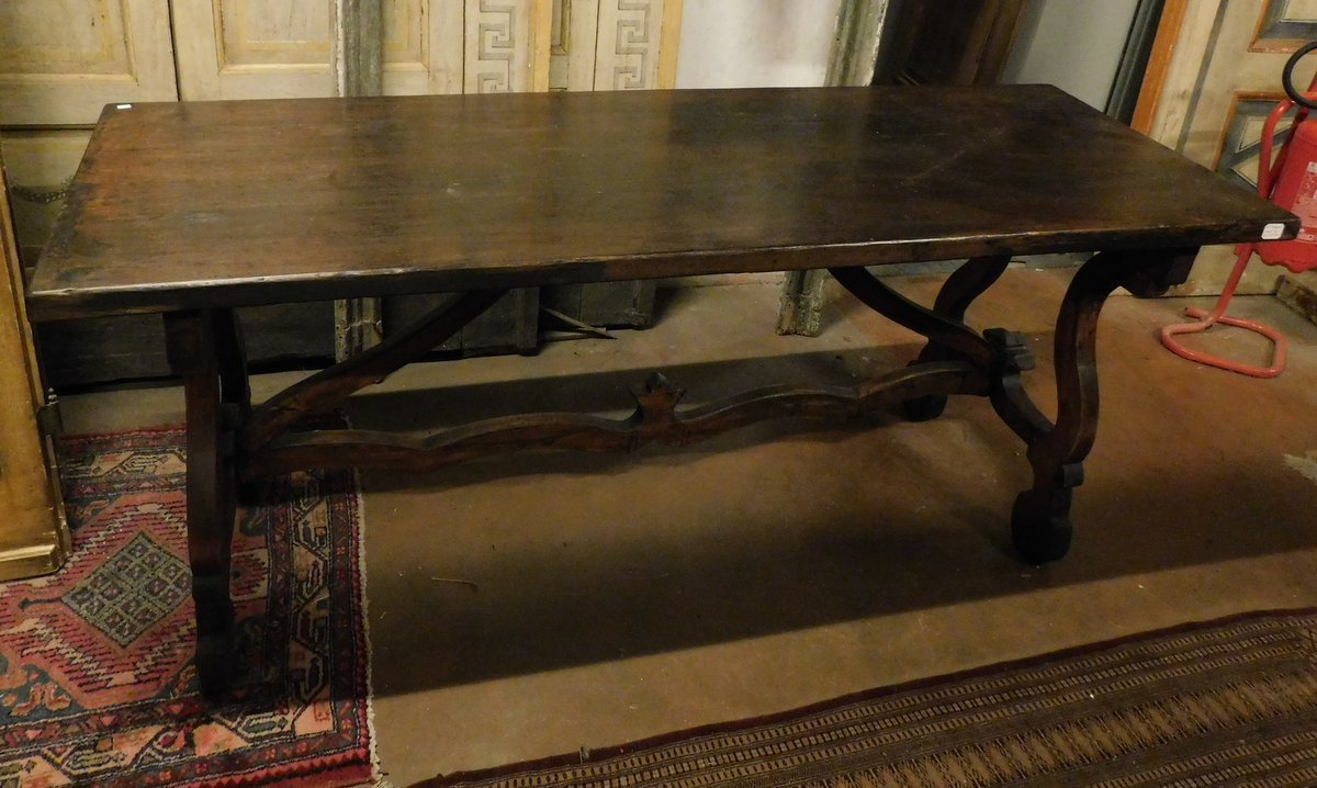 Tavolo in rovere e noce, epoca '800, provenienza Spagna-photo-4