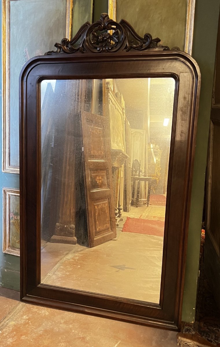 Specchiera semplice in legno con cimasa, epoca '800